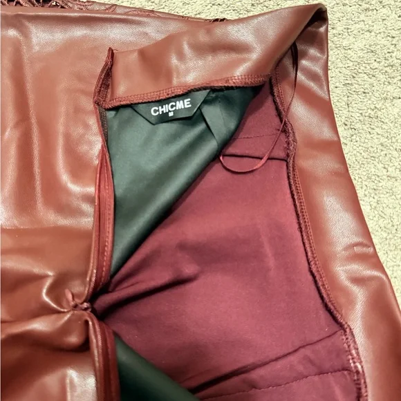 Chicme Burgundy Faux Leather Skirt - Picture 3 of 3